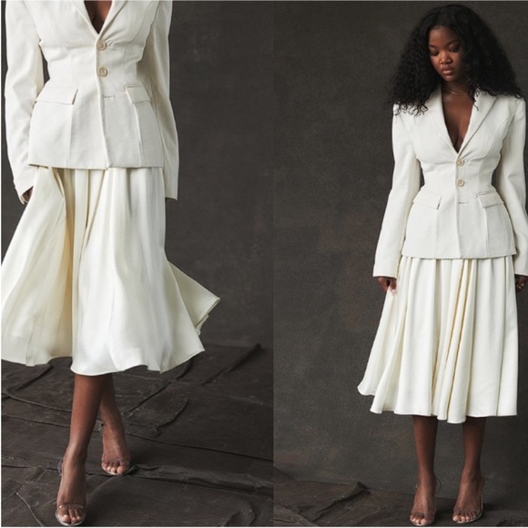 House Of CB Bottoms | Suzette Ivory Gathered Midi Skirt Size XS - Picture 3 of 6